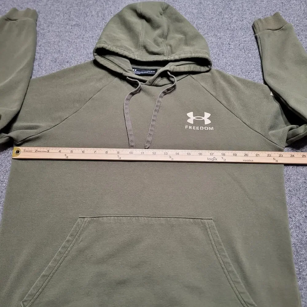 Under Armour Hoodie Mens Large Loose Army Green Freedom Flag Sweatshirt Sweater